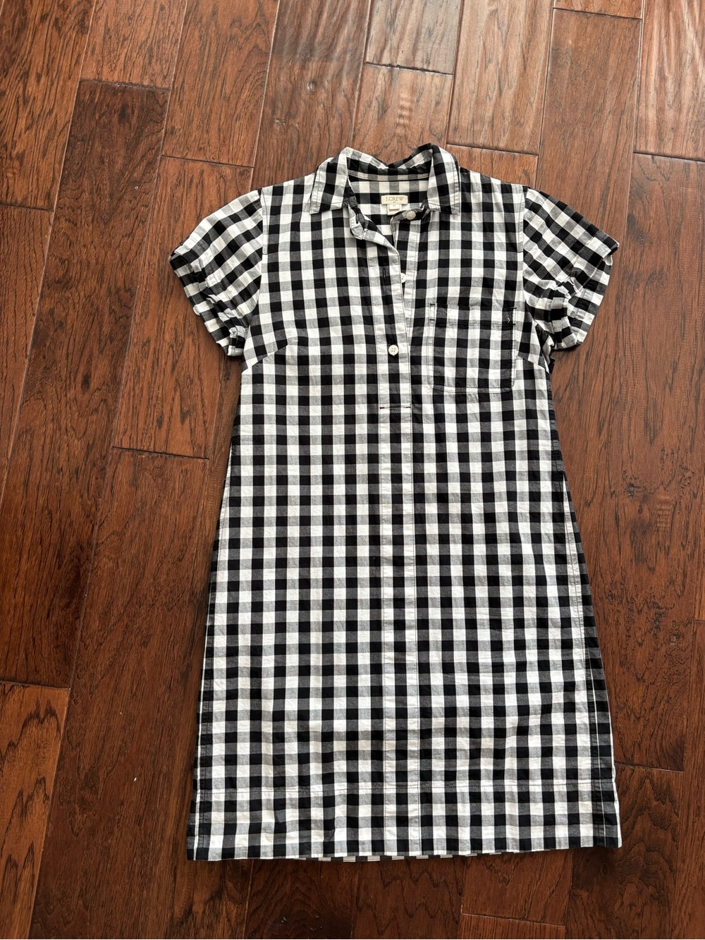 J. Crew Black and White Gingham Mini Dress